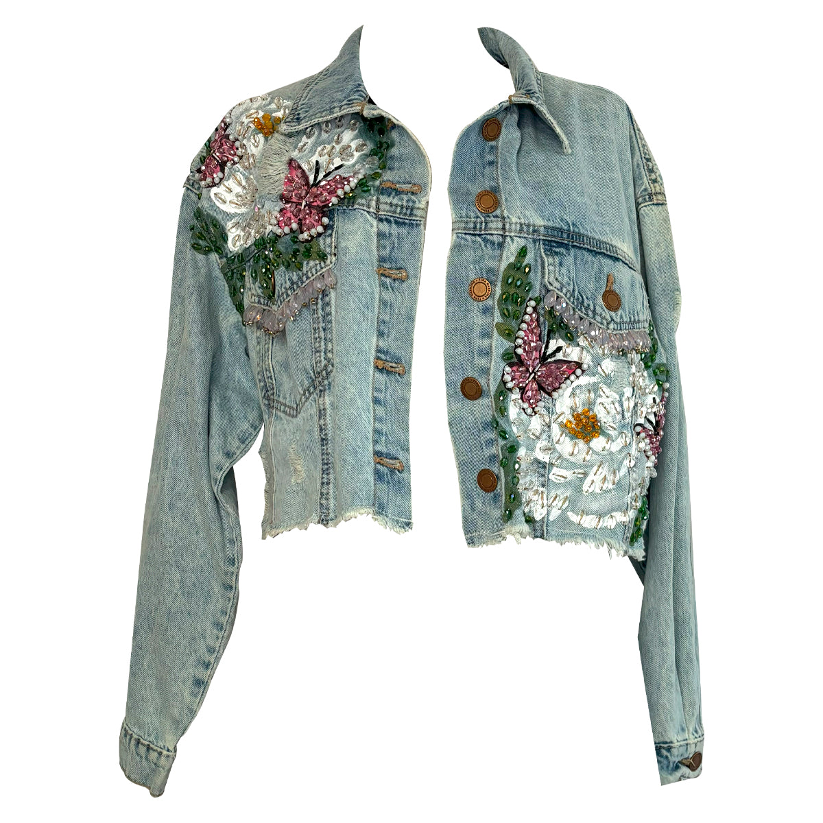 Butterflies And White Flowers Over Size Cropped Jacket M sold out