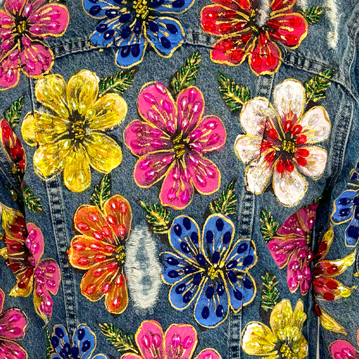 Colorful Flower Cropped Jacket L