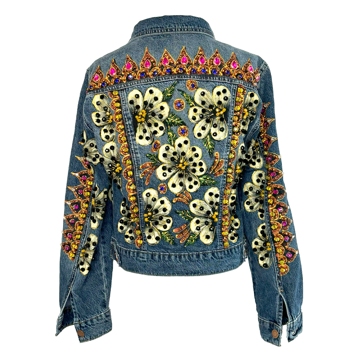 White And Black Flower Jacket M