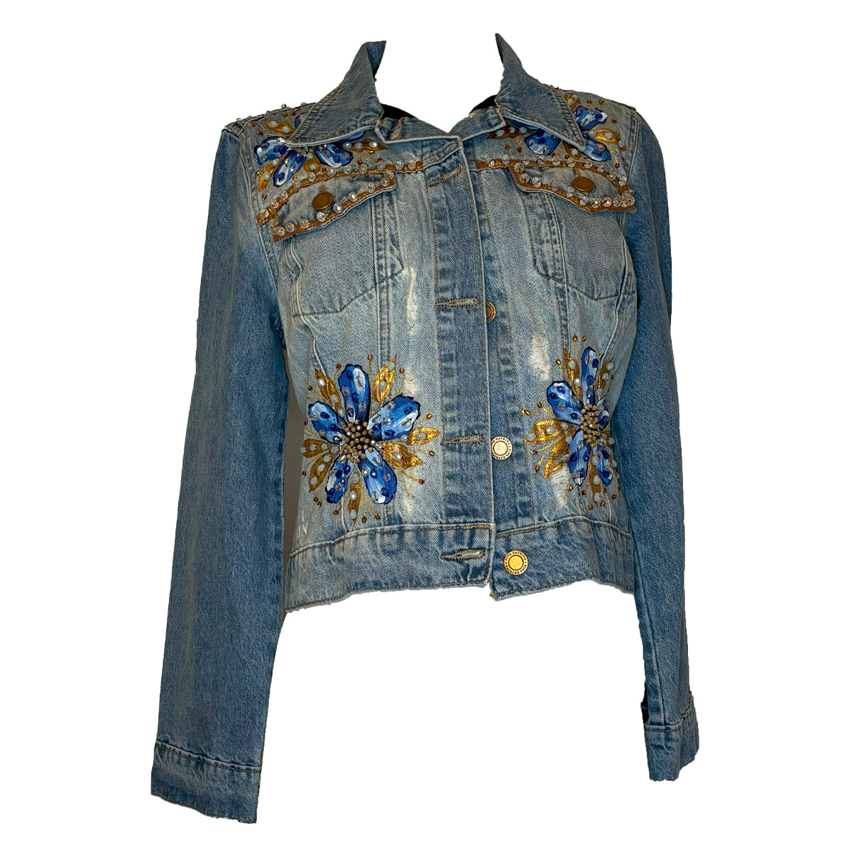 Blue Heart And Blue Flowers Jacket S