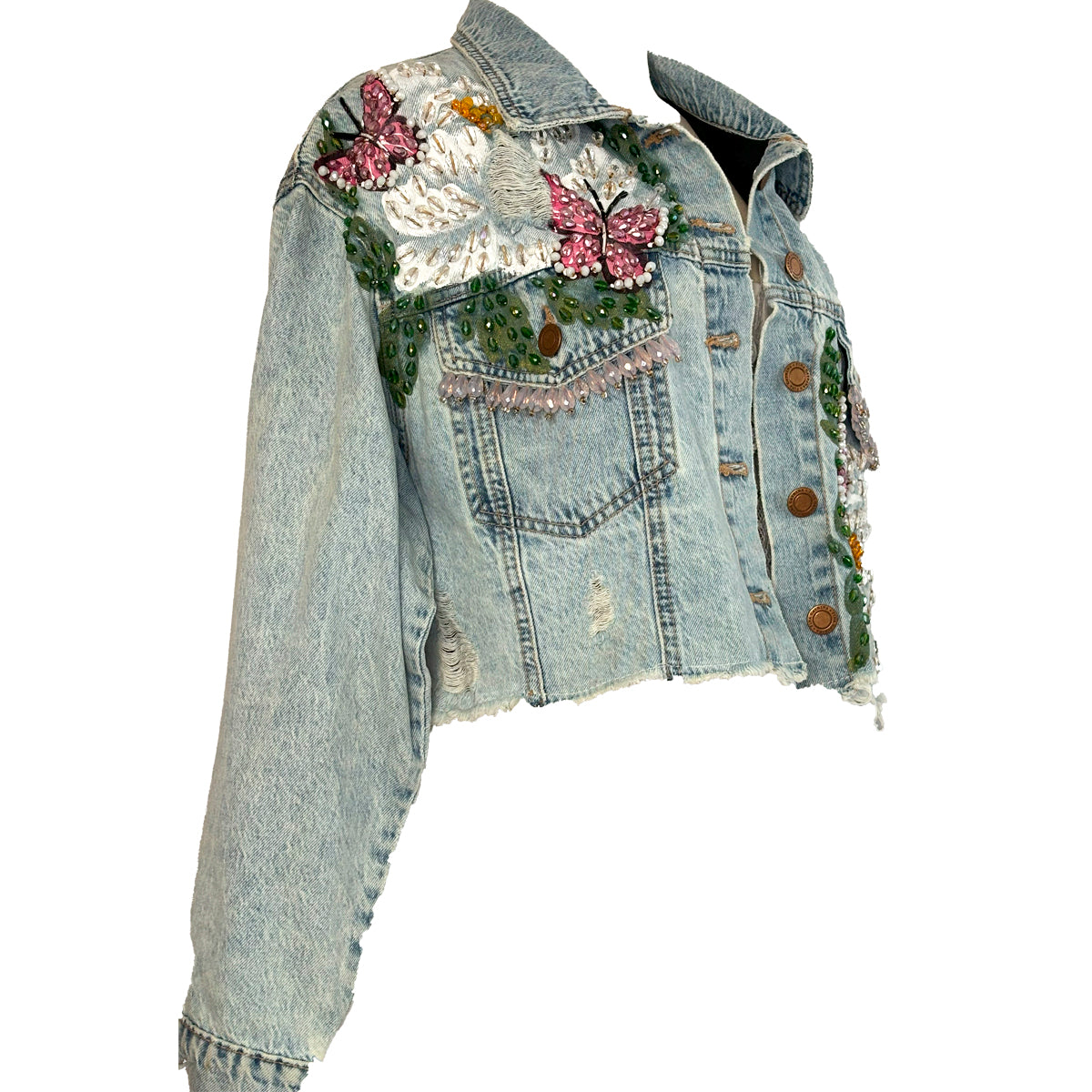 Butterflies And White Flowers Over Size Cropped Jacket M sold out
