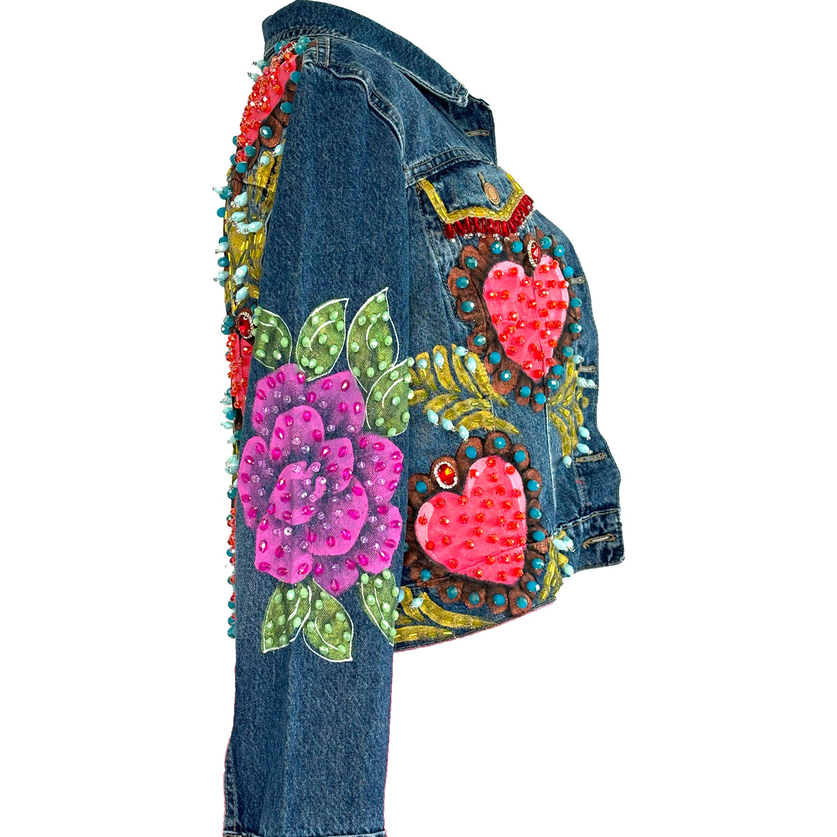 Red And Turquiose Heart Jeacket M