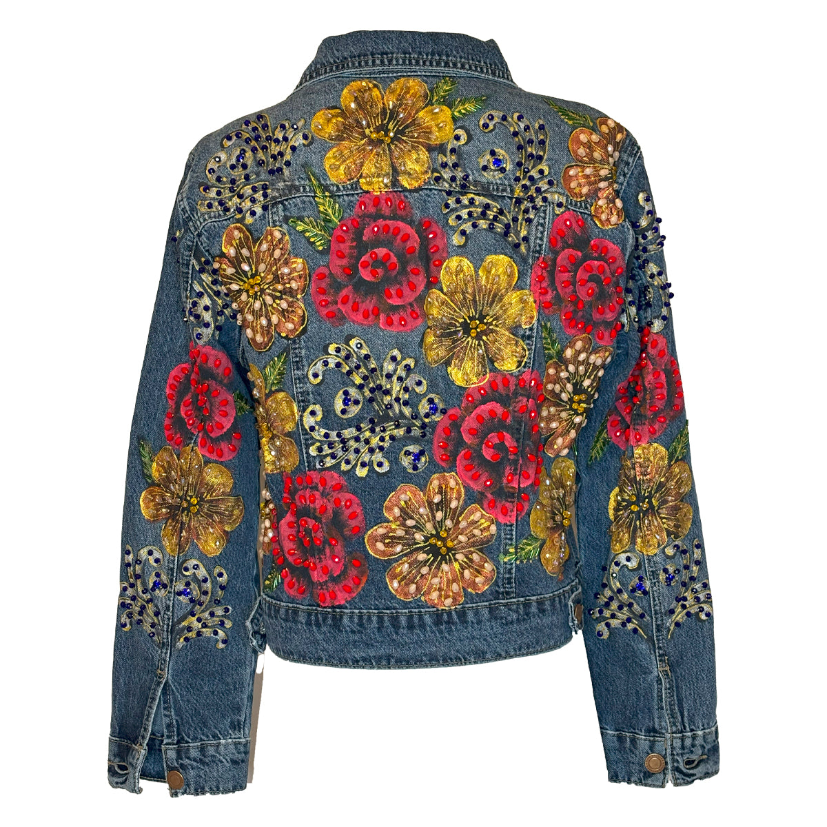 Gold and Red Flowers Jacket S