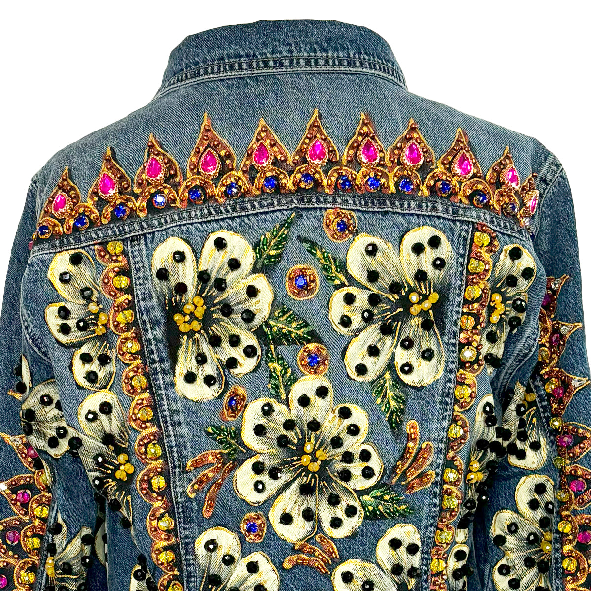 White And Black Flower Jacket M