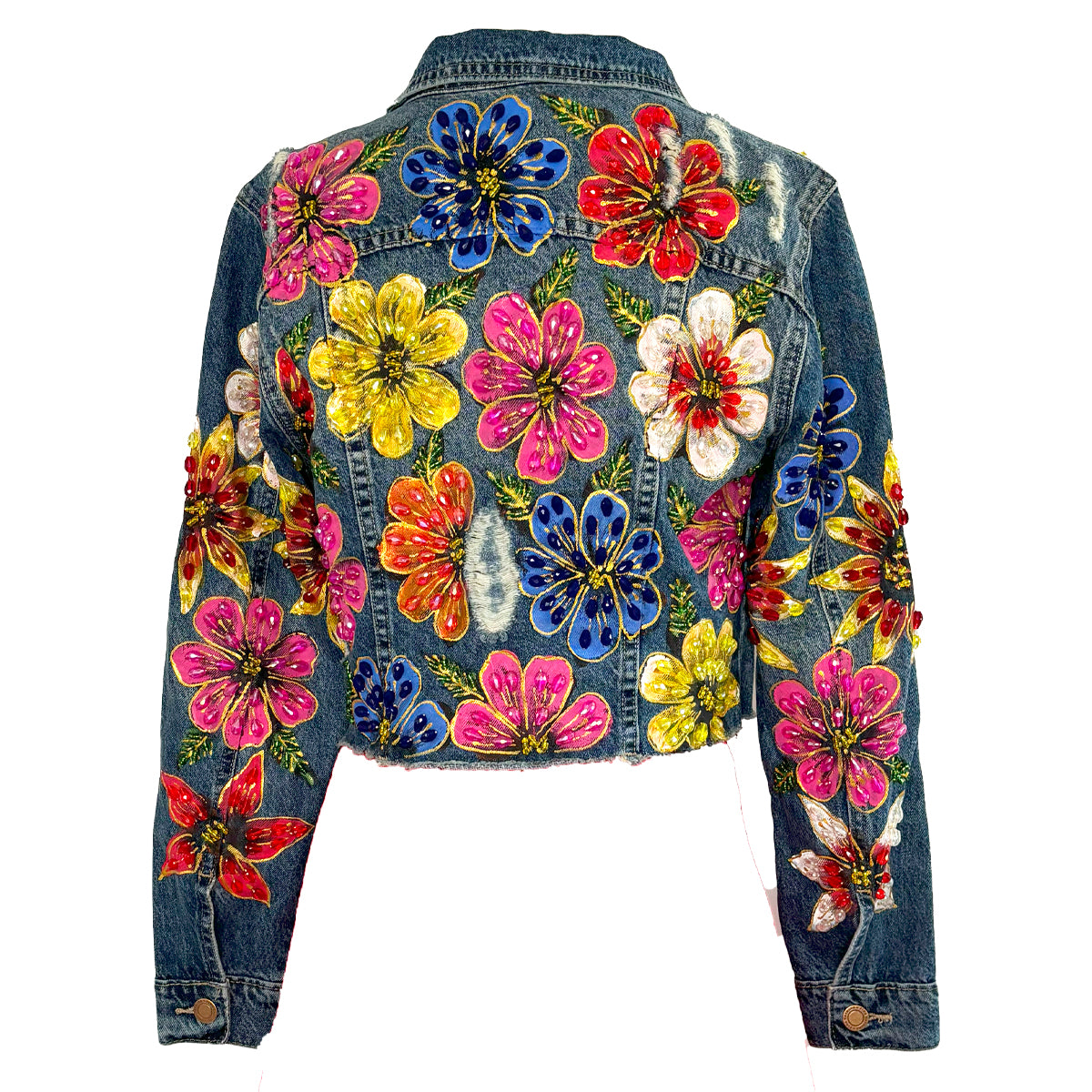 Colorful Flower Cropped Jacket L