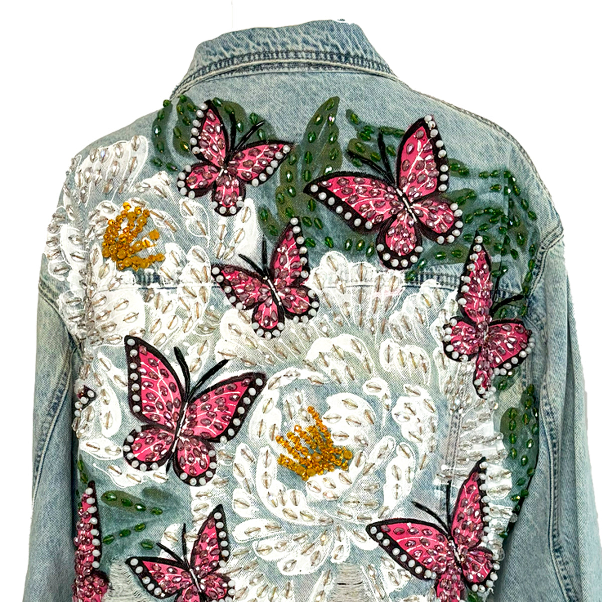 Butterflies And White Flowers Over Size Cropped Jacket M sold out