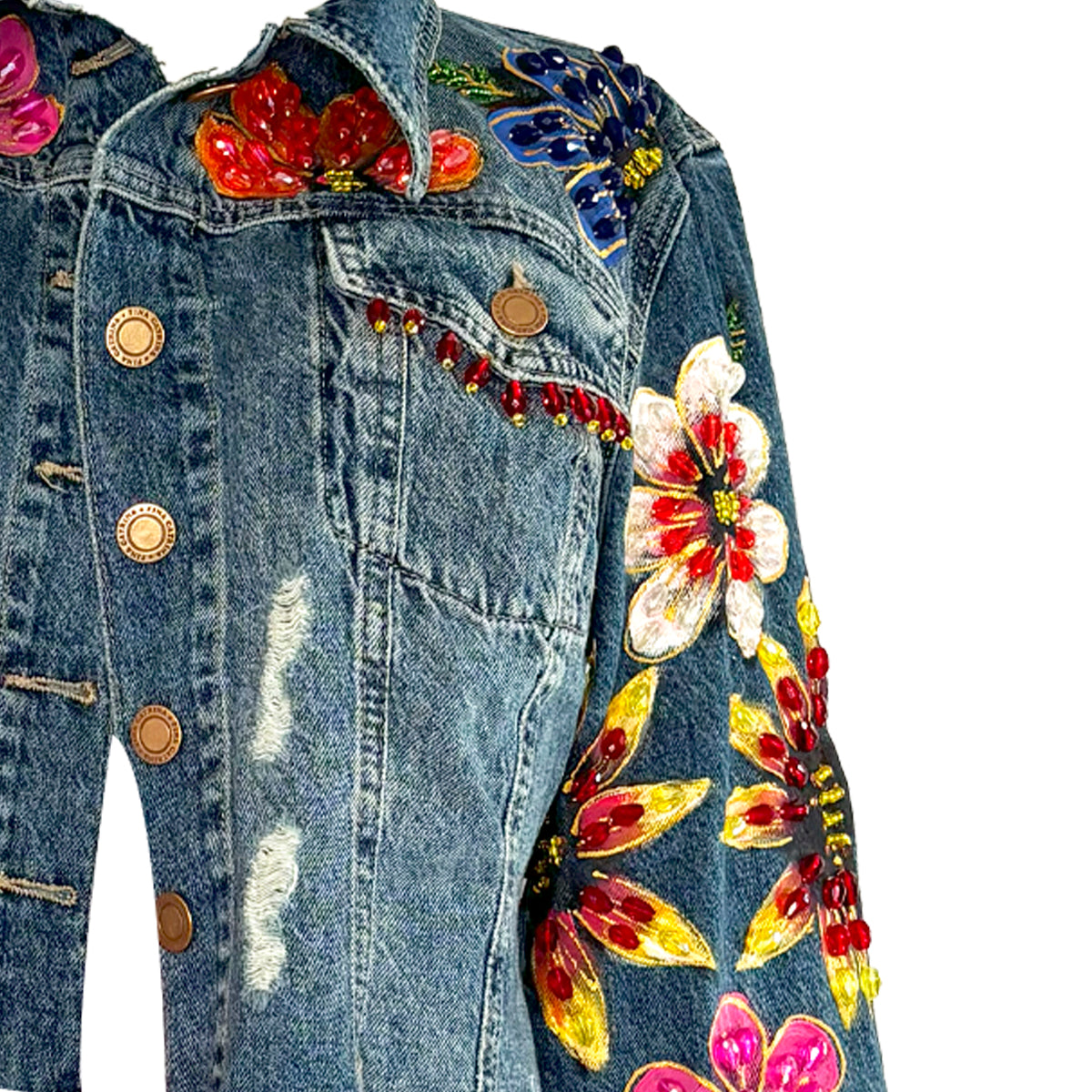 Colorful Flower Cropped Jacket L