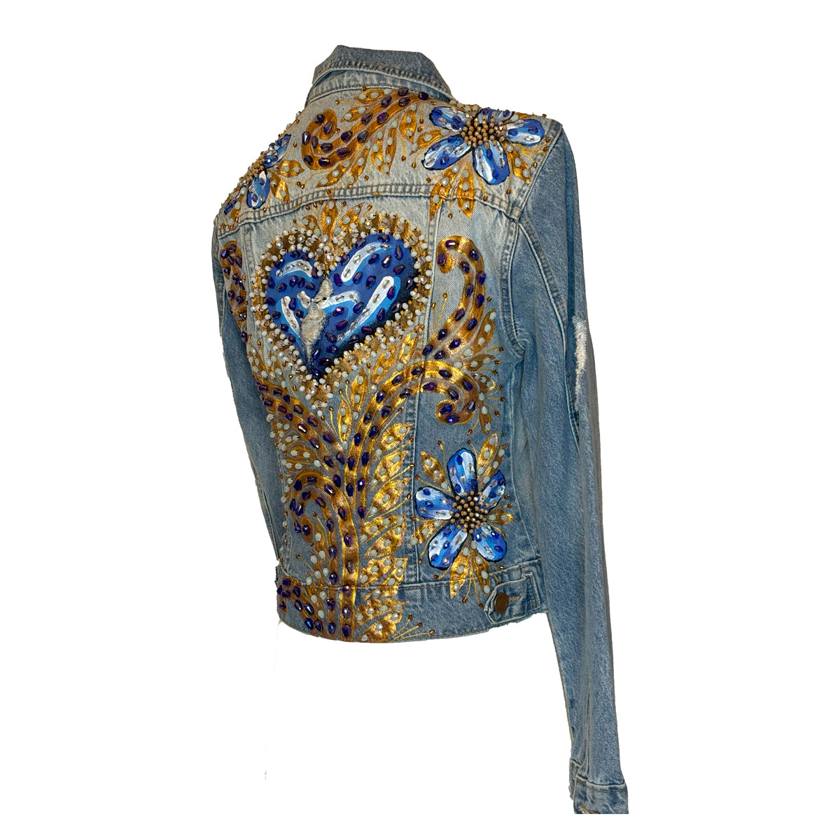 Blue Heart And Blue Flowers Jacket S