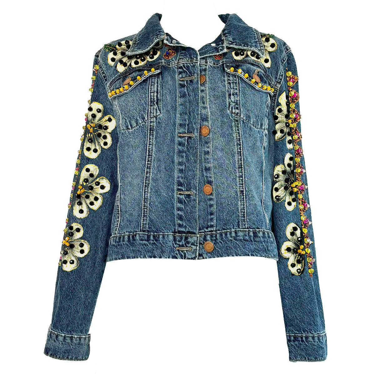 White And Black Flower Jacket M