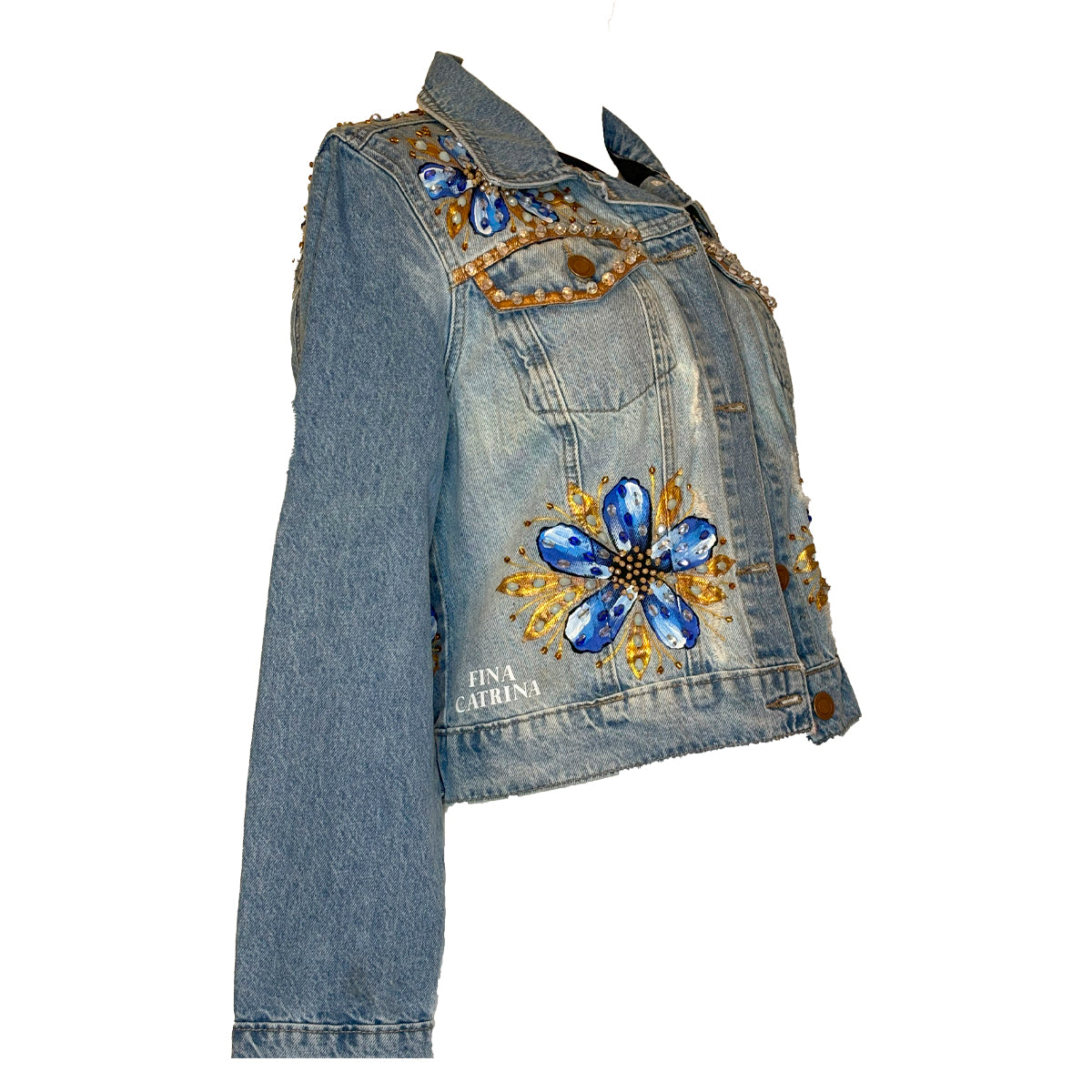 Blue Heart And Blue Flowers Jacket S
