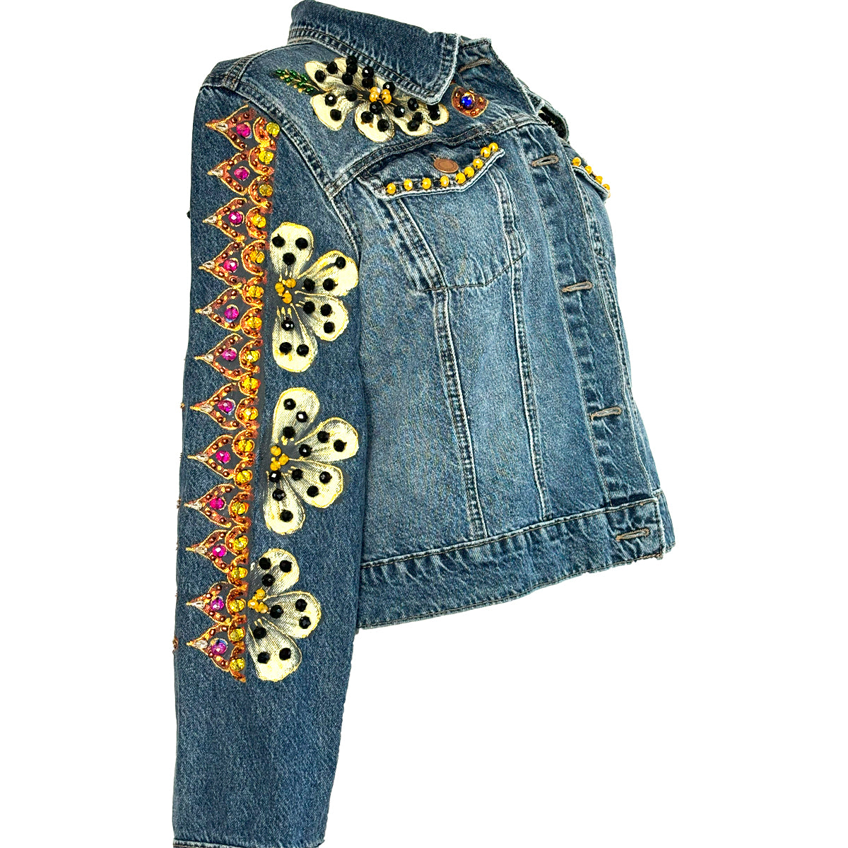 White And Black Flower Jacket M