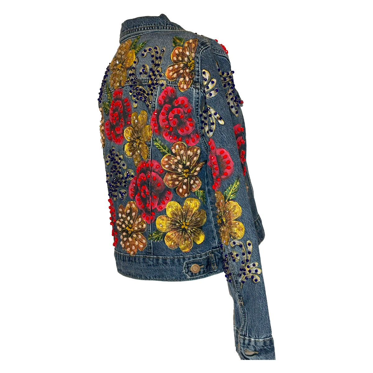 Gold and Red Flowers Jacket S