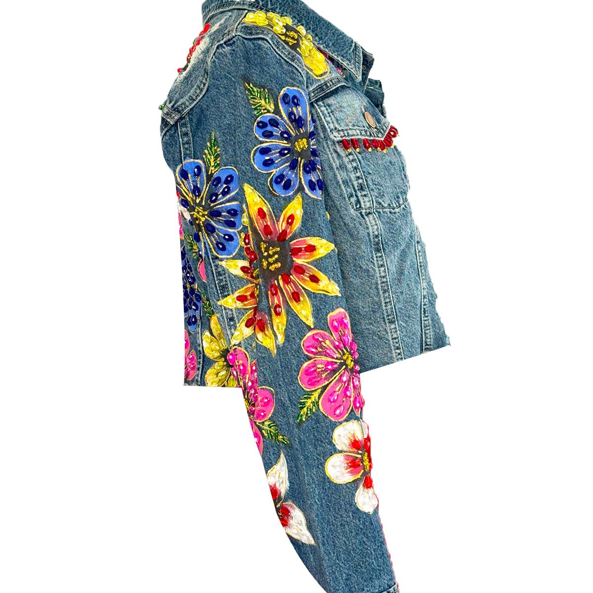 Colorful Flower Cropped Jacket L