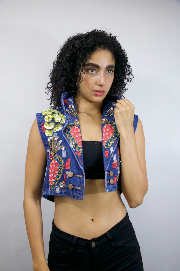 Roses & Hearts Statement Vest SOLD