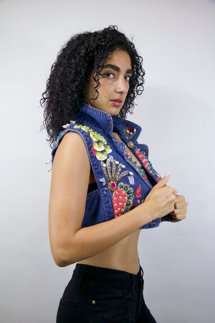 Roses & Hearts Statement Vest SOLD