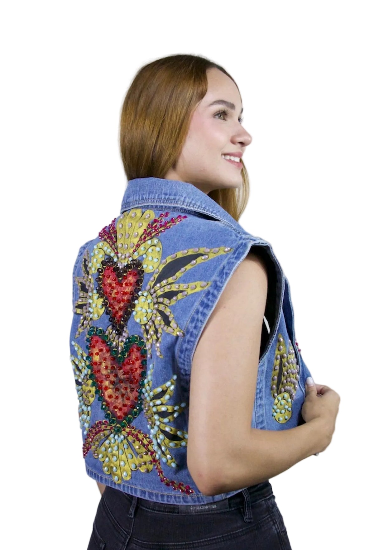 Radiant Hearts Denim Vest XL