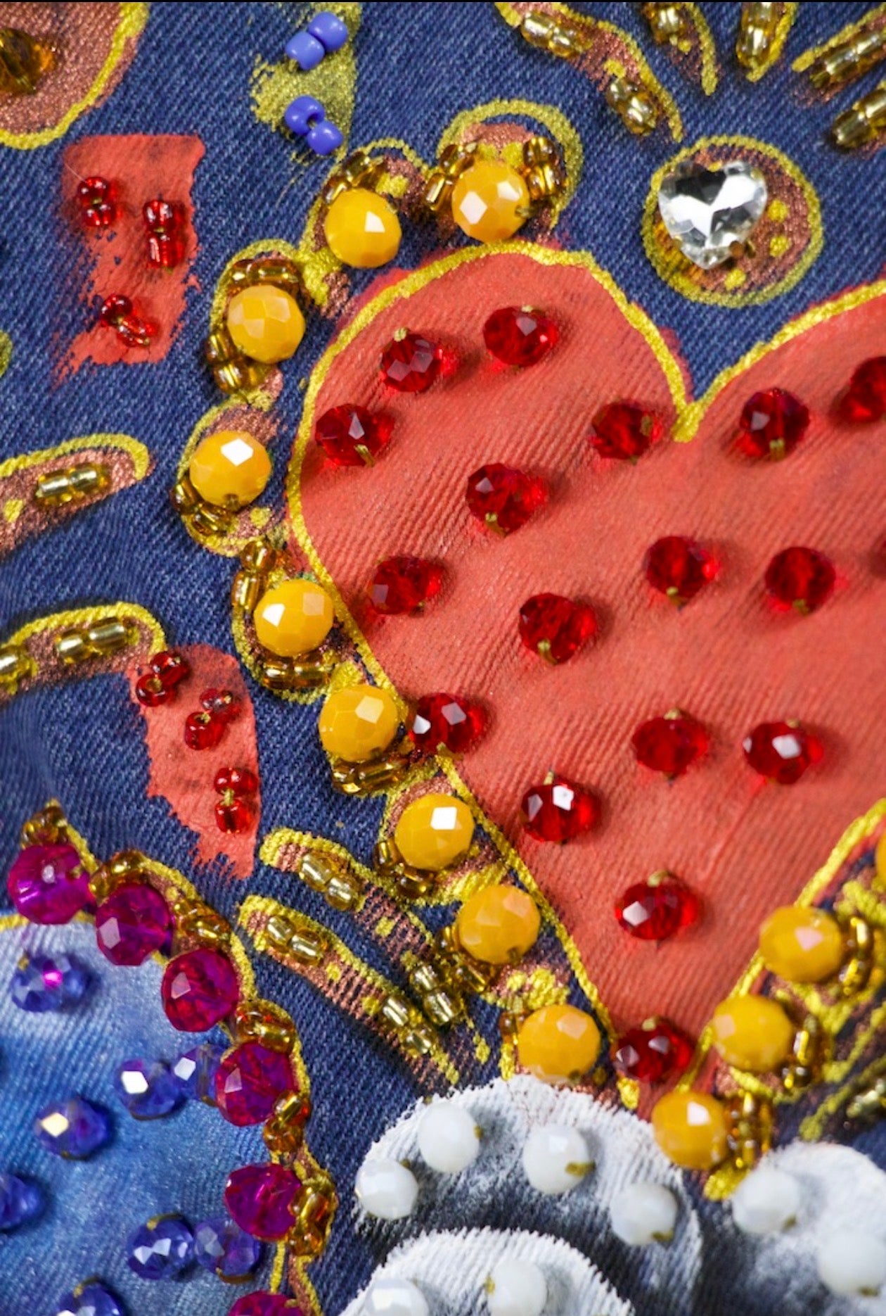 Hearts & Roses Denim Vest M