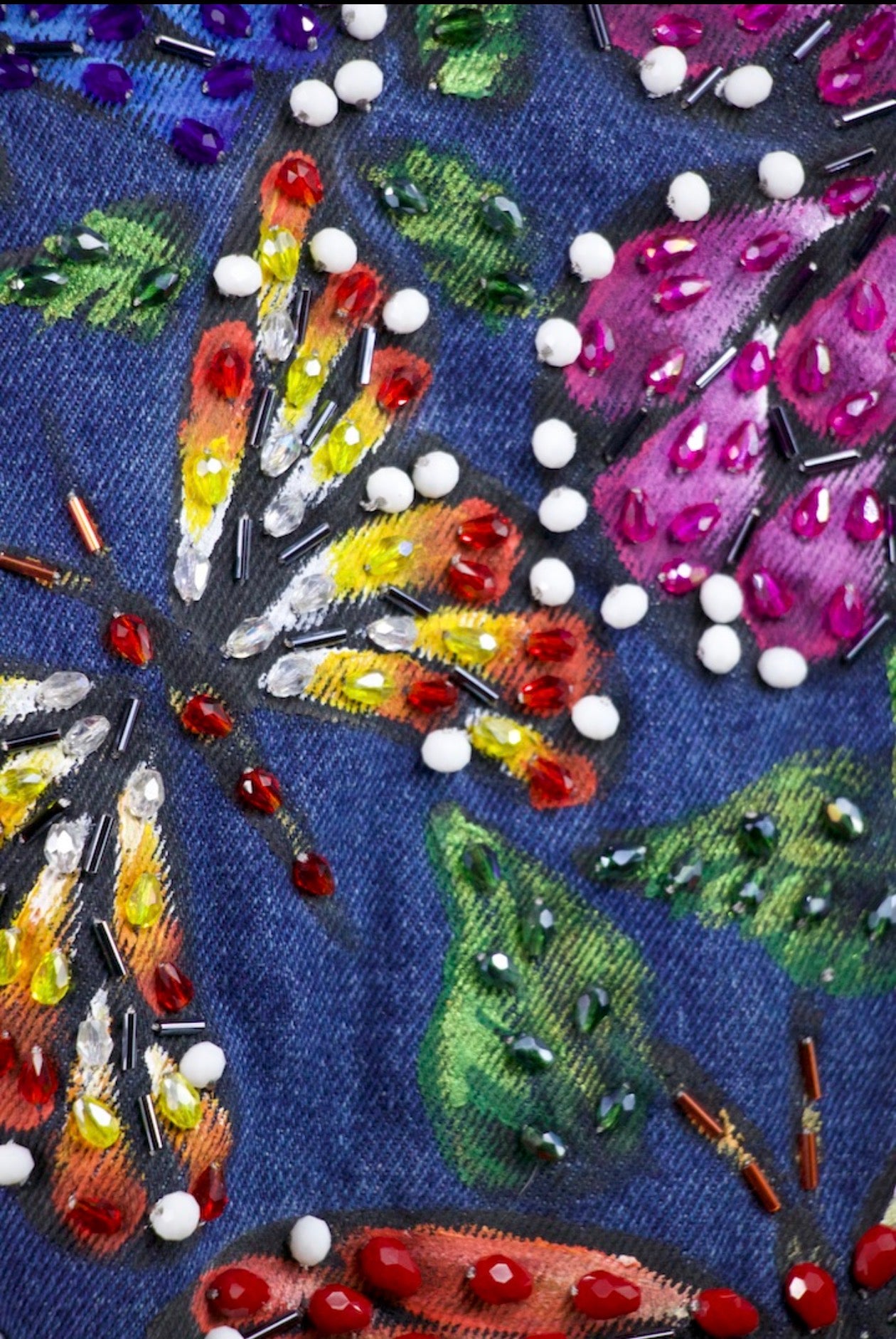 Butterfly Garden Denim Vest XL